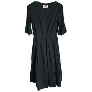 Vintage Kabro of Houston Day Dress Womens XS/S Black 50s 60s Housewife MCM Goth